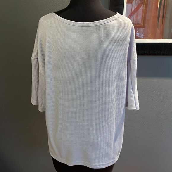 West Loop light blue stretch waffle crew neck short sleeve top. Large- XL. - Picture 3 of 4
